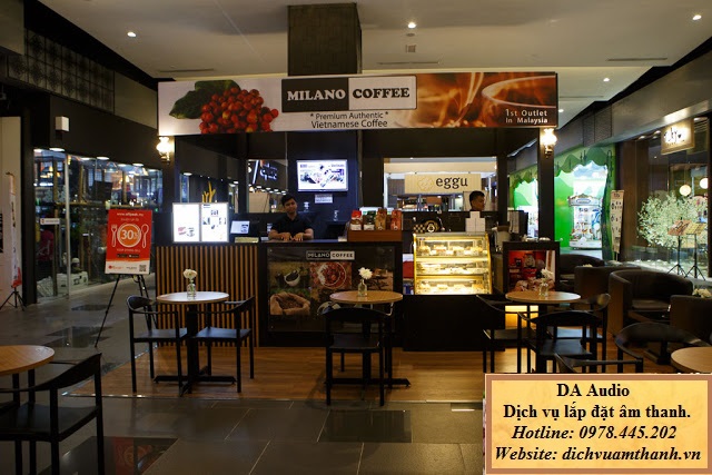 lắp đặt loa nghe nhạc quán cafe milano